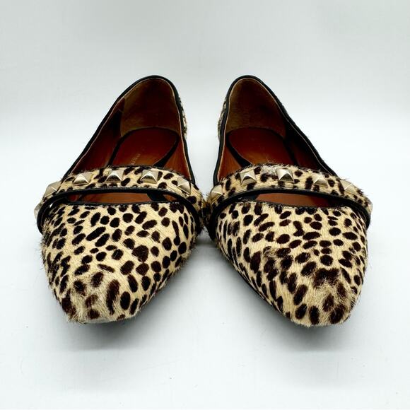Rebecca Minkoff Ira Studded Calf Hair Pointed Toe Flats Cheetah Print Sz 9 Glam - Picture 6 of 14